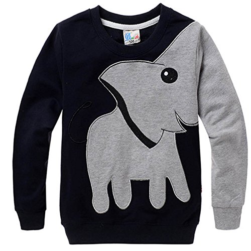 DD-CM Little Boys' Elephant Print Sport Long Sleeve Pullover Sweatshirt Tops