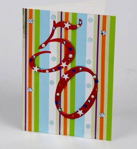 Stripy 50th Birthday Card