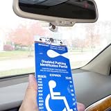 MirorTag Gold - An Ingenious Way to Protect, Display & Put Away a Handicapped Parking Permit Placard. Sturdy handicap tag cover and protector; unlike the 8 mils cheap and flimsy ones with breakable hook, this holder is 60 mils thick and will never melt or bend or break in the sun or cold. Magnetically snaps On & Off to a super sturdy Polycarbonate hook you mount behind your rearview mirror. No more back & neck pain. No more hanging & removing, no hardware and no screw adjusting or flipping visor or rotating placard ever needed. Full protection, and ON and OFF in a snap. Patent Pending & Made in USA