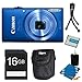 Canon Powershot ELPH 115 IS Blue Digital Camera 16GB Bundle - Includes camera, 16GB SD Memory Card, Ultra-Compact Digital Camera Deluxe Carrying Case, NB-11L Replacement Battery, Flexible Mini Table-top Tripod, and 3pc. Lens Cleaning Kit
