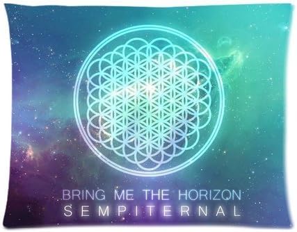 Amxstore Cotton Polyester Decorative Throw Pillow Cover Cushion Case Pillow Case,two side death metal Die Nuclear Band bring me the horizon sempiternal dreamy purple and bule galaxy