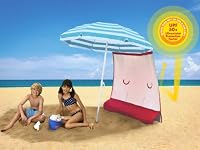 ezShade Red (Award Winning) - BLOCKS 99% UVA/UVB rays - DOUBLES shade, keeps you COOLER, and INSTANTLY ATTACHES to ANY nylon/poly umbrella - (only 9 OZ) from Solar Eclipz