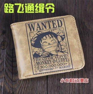 Wallet Men Women Cool PU Leather Money Fold Anime Purse Cosplay One Piece Luffy Wanted Outlaw One Piece Luffy