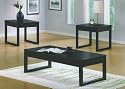 3pcs Contemporary Black Finish Coffee & End Table Set