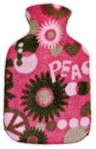 Warm Tradition PEACE & LOVE FLEECE CHILDREN'S Covered Hot Water Bottle - Bottle made in Germany, Cover made in USA