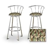 2 Hunting Camouflage Chrome Swivel Bar Stool Barstools