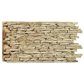 Texture Plus Indoor/Outdoor Siding Panel, Stacked Stone, Light Tan - Interlocking