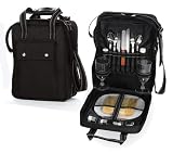 16-Piece Stylish Shoulder Tote Picnic Set for 2 - Black