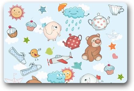 Jozabe Fashion Personalized Cartoon Drawing Cute Elephant and A Bear Unique Printed Doormat