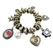 Victorian Bracelet Heart & Pearl Charms Bronze Stretch Elastic