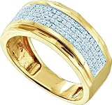 Mens 10k Yellow Gold Micro Pave Diamond Wedding Band " Size 10"