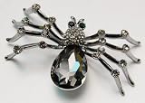 Gunmetal Black Diamond Crystal Satin Rhinestone Tarantula Spider Bug Pin Brooch