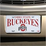Ohio State Buckeyes White Metal License Plate