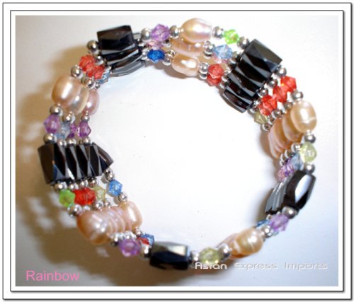 Magnetic Hematite pearl Bracelet/Necklace/Anklet Lariat – ranbow beads