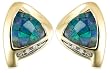 10k Yellow Gold Mosaic Opal and Diamond Earrings