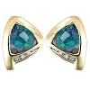 10k Yellow Gold Mosaic Opal and Diamond Earrings
