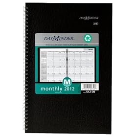 DayMinder Recycled Monthly Planner, 8 x 11-Inches, Black, 2012 (SK2-00)