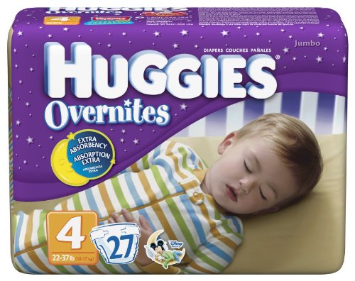 Huggies Overnites Diapers, Jumbo Pack, Size 4, 22-37 lbs, 27 ea