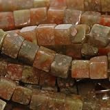 Autumn Jasper : Cube-Plain - 4mm Diameter, Sold by: 16 Inch Strand with Angel Mountain Beads Heart Charm (.625 x .570 inches)
