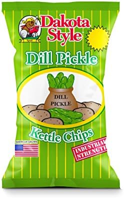 Dakota Style Kettle Chips, Dill Pickle, 8 Ounce (Pack of 12)