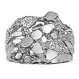 14K White Gold Man's Nugget Ring