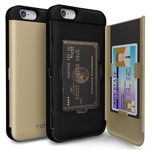 iPhone 6 Plus Case, TORU [CX PRO][Blue] iPhone 6S Plus Wallet Case - [CARD SLOT][ID HOLDER][KICKSTAND] Protective Hidden Wallet Case with Mirror for iPhone 6/6S Plus - Gold