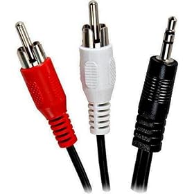 Zune, iPod, iRiver, Audiovox FMM100 Compatible Stereo 3.5mm to 2 x RCA Audio Y-Adapter Cable (6 FT.) by