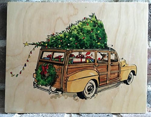 Woodie Vintage SUV Holiday Collection- Wood Block Art