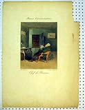 c1810 FRENCH COLOUR PRINT OLD MAN SITTING CHAIR READING