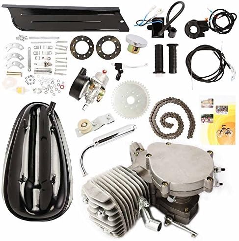 Wunicorn Gas Engine Motor 80cc 2 Stroke Cycle Bicycle Chrome Muffler Motorized Engine Kit Sliver by Wunicorn