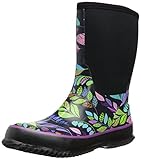 Western Chief Women's Neoprene Fun Leaves Rain Boot,Navy,8 M US