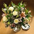 White Roses, Pink Lilies and Pink Alstroemeria