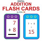Digital Addition Flash Cards in Color (Ordered and Shuffled 1-9)
