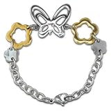 Two Tone Butterfly and Flower Stainless Steel Bracelet