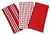 Classic Kitchen Towels, 100% Natural Cotton, The Best Tea Towels, Dish Cloth, Absorbent And Lint-Free, Machine Washable, 18 x 25 Inch, 3 Pack, White With Red Stripe