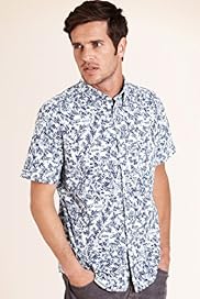 North Coast Pure Cotton Textured Leaf Print Shirt