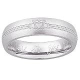 Stainless Steel Ladies Engraved Claddagh Wedding Band