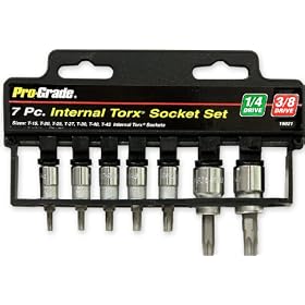 Pro-Grade 19021 7-Piece 1 4-Inch, 3 8-Inch Driver Torx Socket Set by Pro-Grade