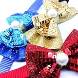 Sequins and Pearl Tuxedo Bow Tie Pet Collar for Dogs and Cats - Golden Dream, XXS (6"-9")