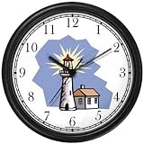 Lighthouse or Light House No.3 Wall Clock by WatchBuddy Timepieces (Black Frame)