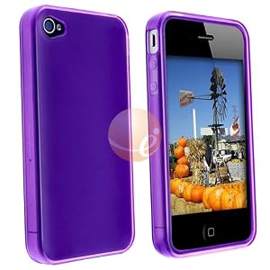 PURPLE HARD SILICONE COVER CASE for IPHONE 4 4G 4TH GEN