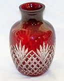 Decoritive Ruby Red Crystal Cut Glass Vase 6