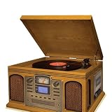 Crosley CR2405A-OA Director CD Recorder with Cassette Player (Oak)
