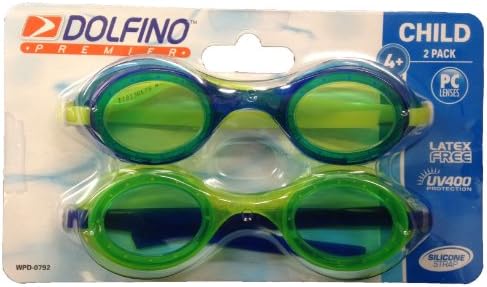 Dolfino Premier Swimming Goggles 2 Pair (Blue and Green)