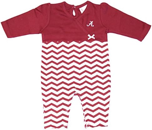 NCAA Licensed Alabama Crimson Tide Chevron Long Leg Romper Onesie Creeper Crawler (6 Months)