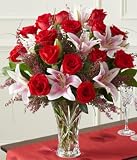 Roses and Lilies in Lenox Crystal Vase