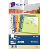 Avery Mini Binder Pockets, Fits 3-Ring and 7-Ring Binders, Assorted, Pack of 5 (75307)
