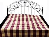 Yellow and Brown Singe-Bed Bedspread with Giant Check - Pure Cotton