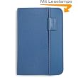 Amazon Lederh�lle f�r Kindle Keyboard mit integrierter Leselampe (f�r 15 cm/6 Zoll Display) Stahlblau