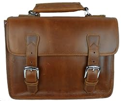 Vagabond Traveler Full Grain Leather Messenger Laptop Bag L07 for Men and Women. Brown. 13"
